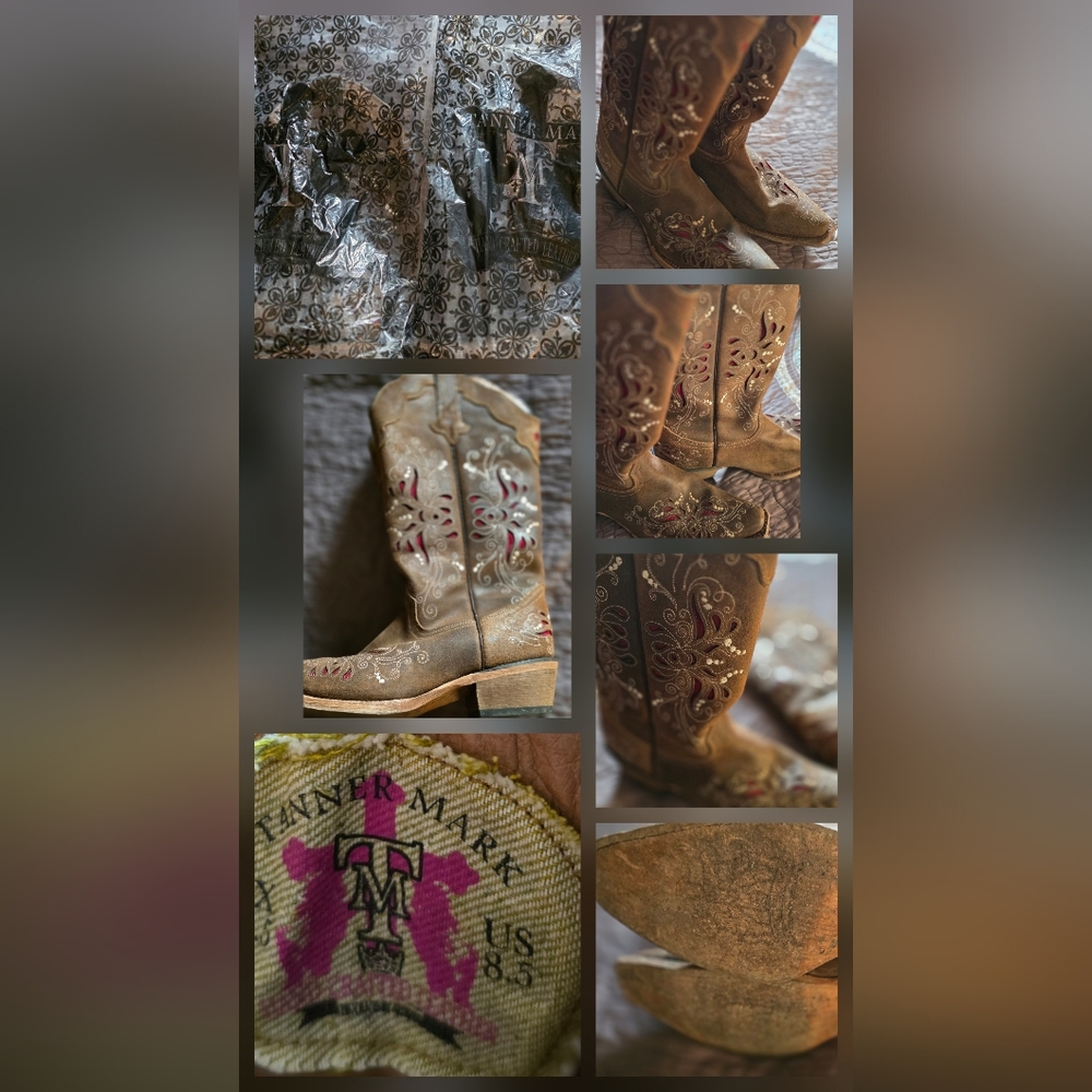 Tanner Mark Western Dress Boots with Embroidered Design